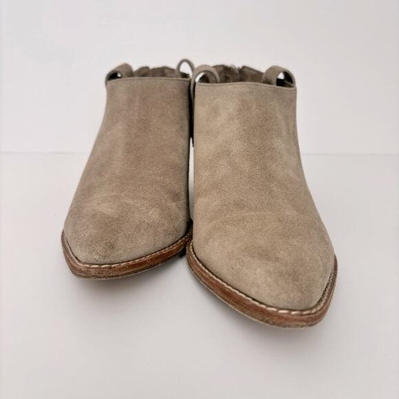 Sigerson Morrison Taupe Suede Leather Pointed Toe ankle Block Heel Boots Sz 7.5 - Picture 3 of 10